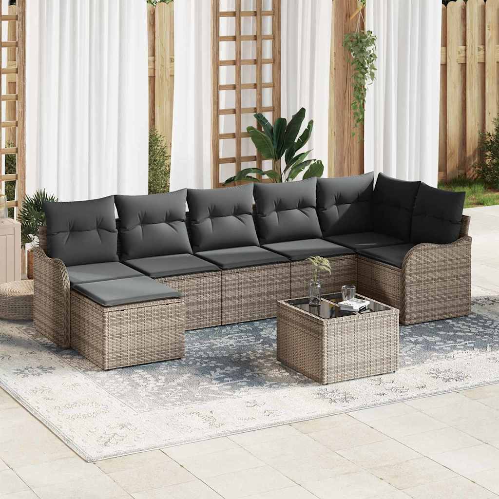 vidaXL Zestaw Sof na Ogród 8 pcs Szary polirattan