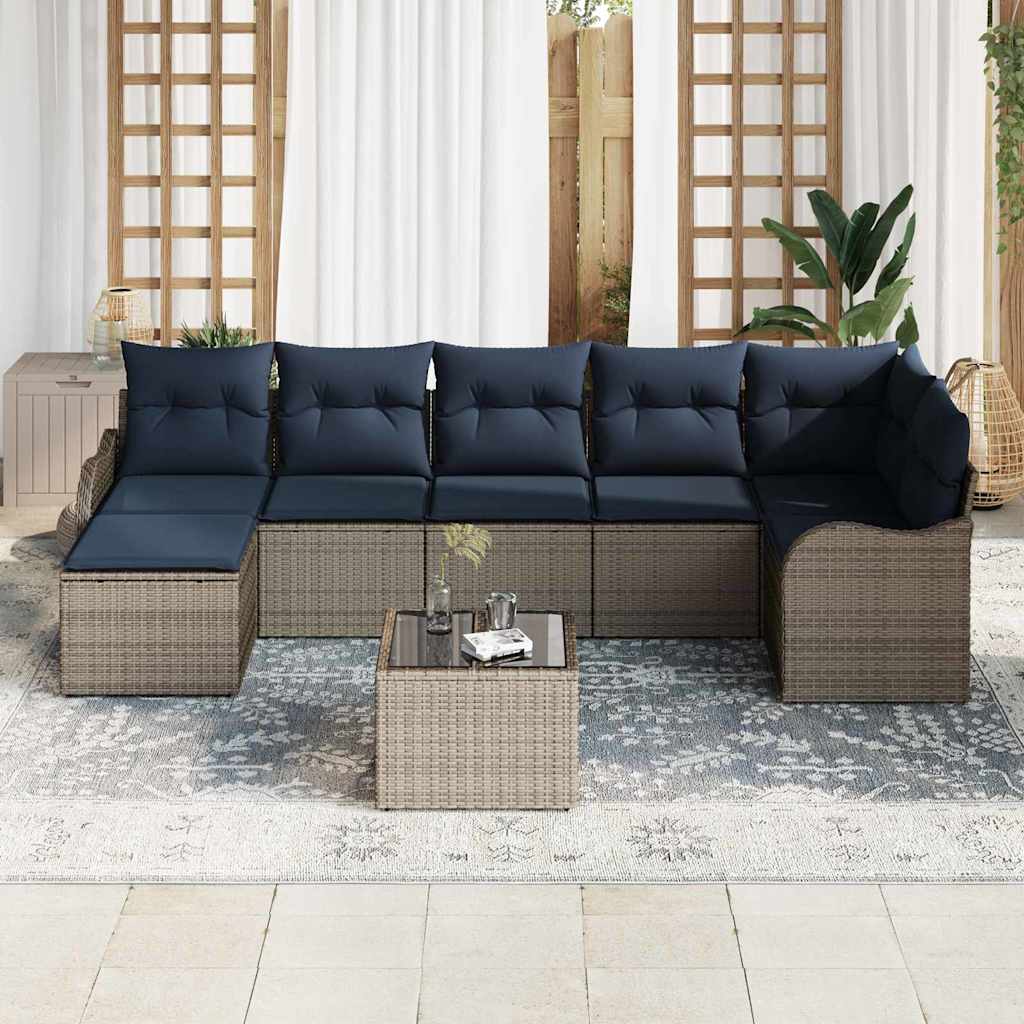 vidaXL Zestaw Sof na Ogród z poduszką 8 pcs Szary Polirattan