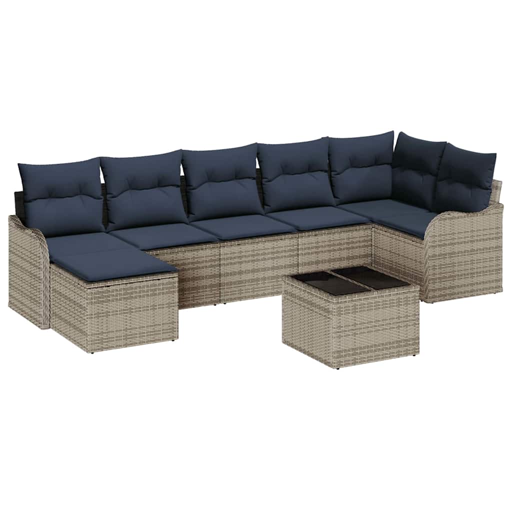 vidaXL Zestaw Sof na Ogród z poduszką 8 pcs Szary Polirattan