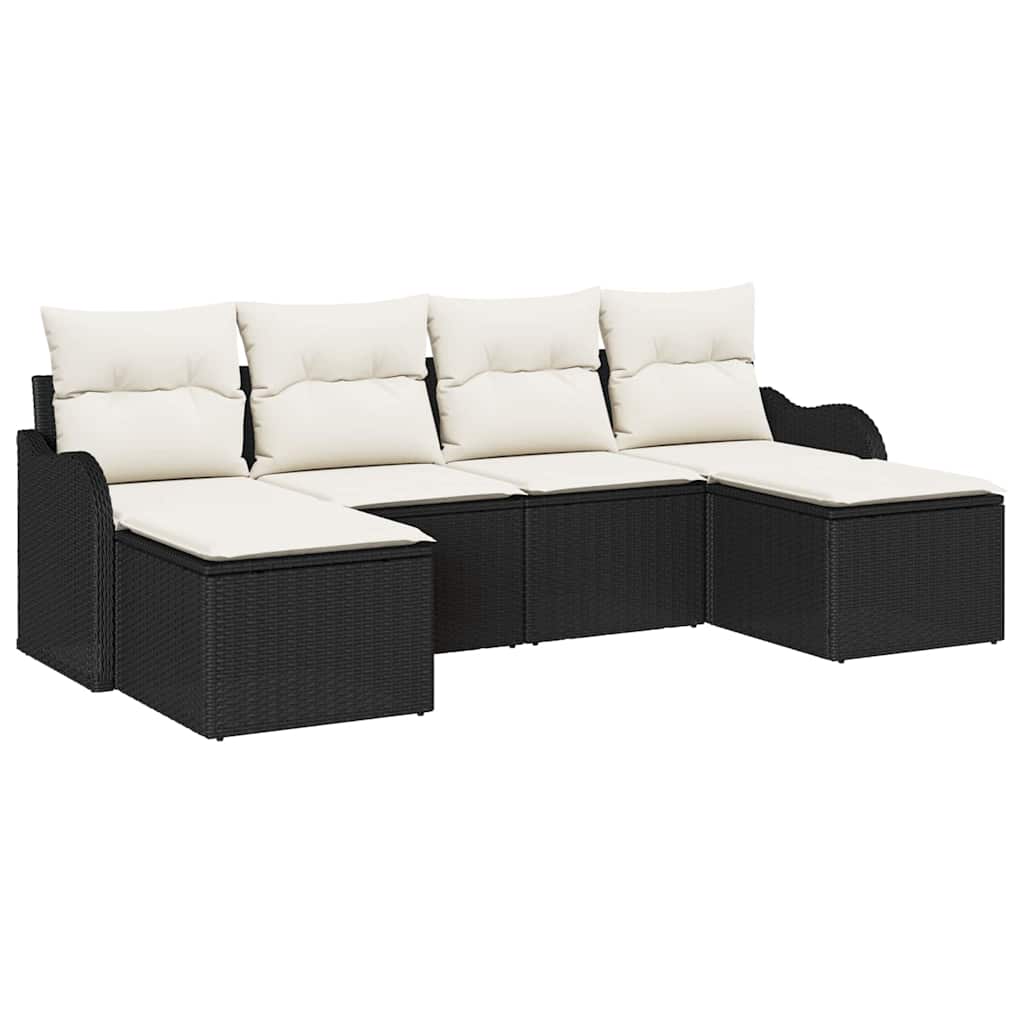 vidaXL Zestaw Sof na Ogród z poduszką 6 pcs Czarny Polirattan