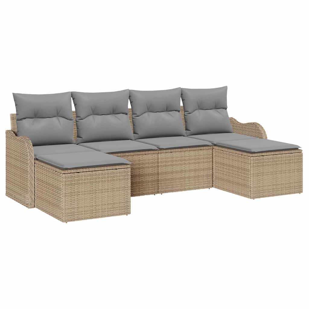 vidaXL Zestaw Sof na Ogród z poduszką 6 pcs Beżowy Polirattan