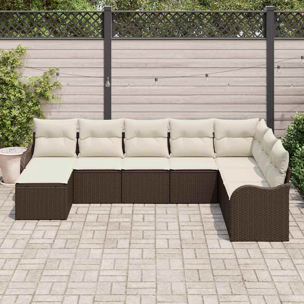 vidaXL Zestaw Sof na Ogród z poduszką 8 pcs Brązowy Polirattan