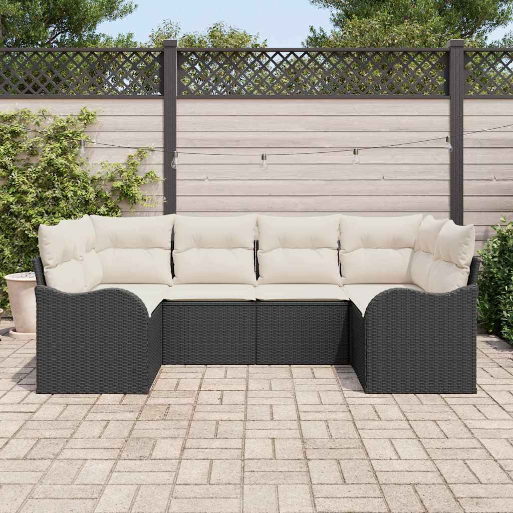 vidaXL Zestaw Sof na Ogród z poduszką 6 pcs Czarny Polirattan