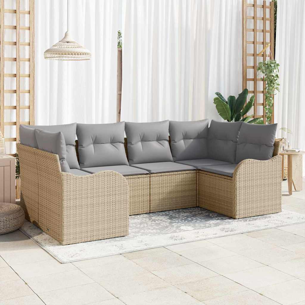 vidaXL Zestaw Sof na Ogród z poduszką 6 pcs Beżowy Polirattan