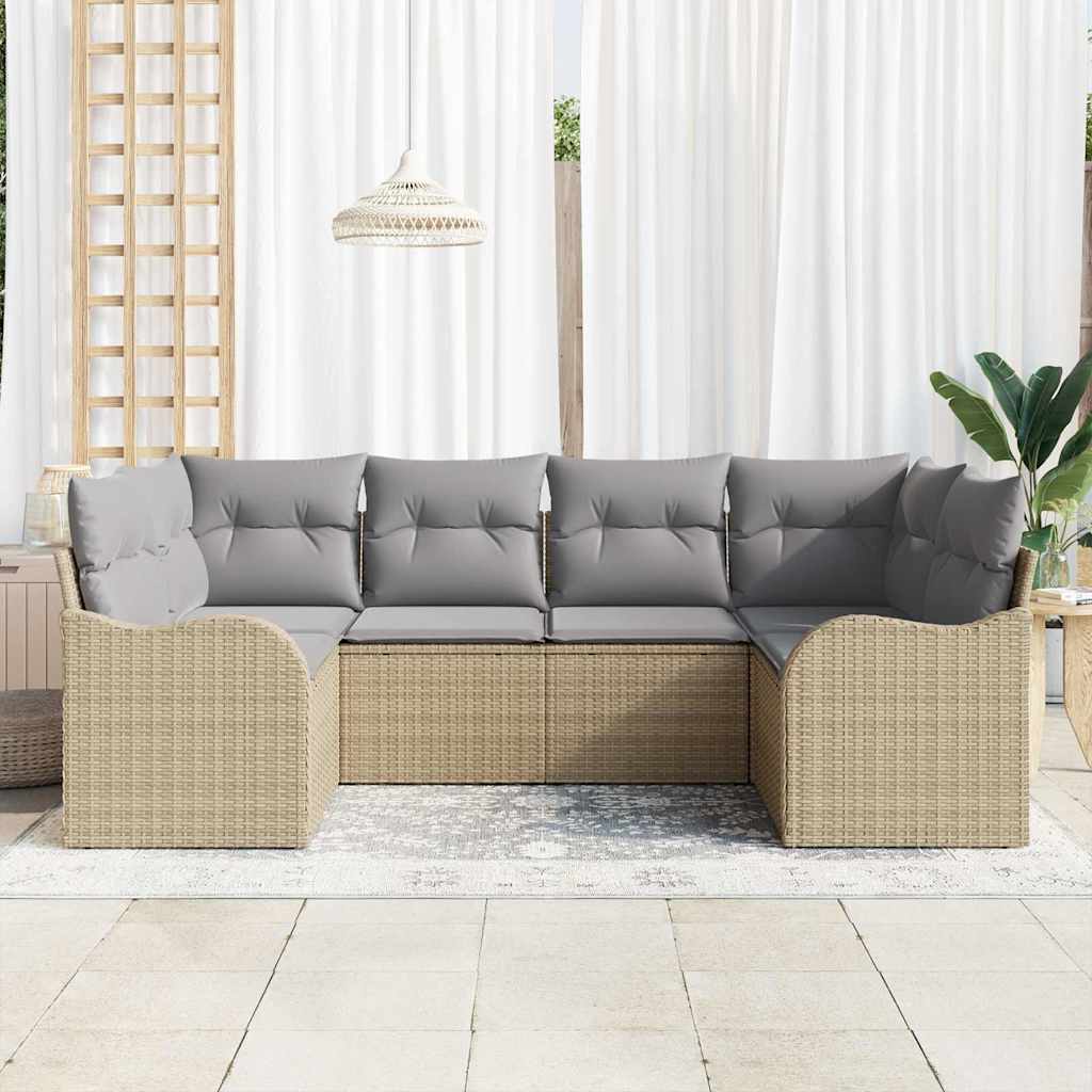 vidaXL Zestaw Sof na Ogród z poduszką 6 pcs Beżowy Polirattan
