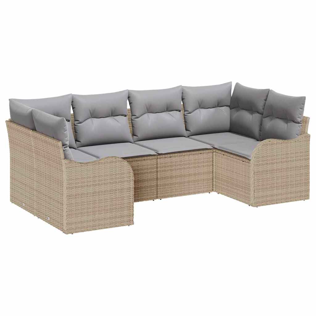 vidaXL Zestaw Sof na Ogród z poduszką 6 pcs Beżowy Polirattan