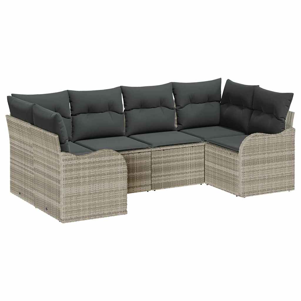 vidaXL Zestaw Sof na Ogród z poduszką 6 pcs Jasnoszary Polirattan