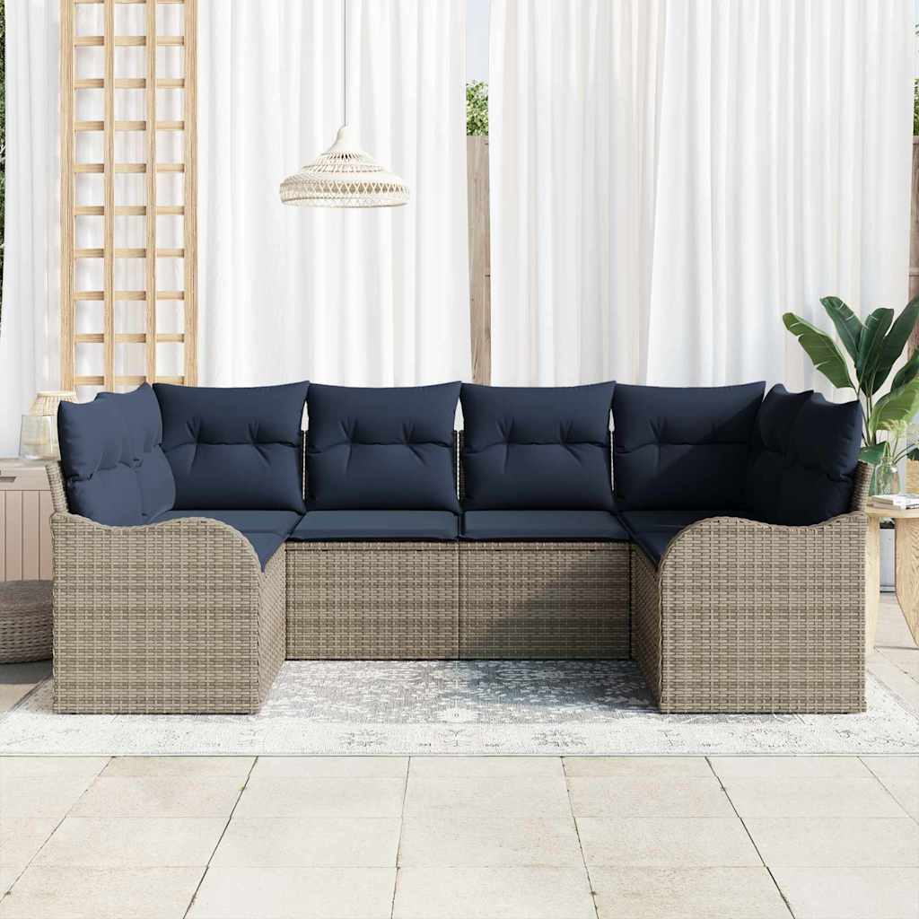 vidaXL Zestaw Sof 6 szt. Szary [Syntetyczny]: Rattan poli