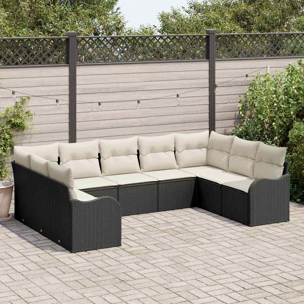 vidaXL Zestaw Sof na Ogród 9 pcs Czarny polirattan