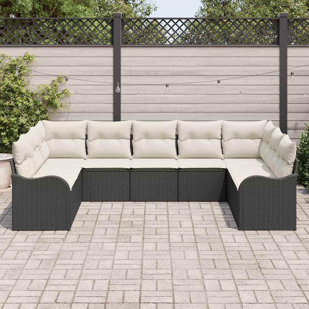 vidaXL Zestaw Sof na Ogród 9 pcs Czarny polirattan