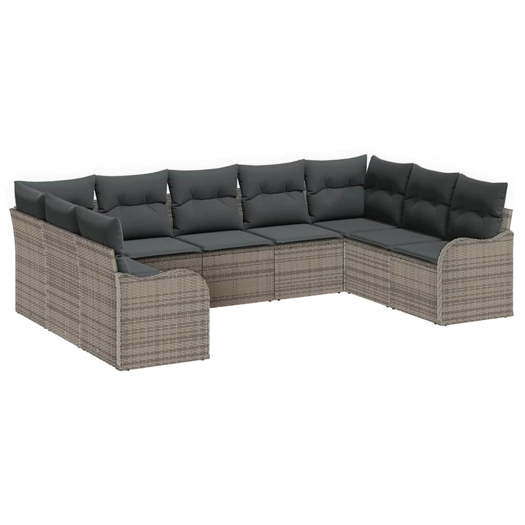 vidaXL Zestaw Sof na Ogród 9 pcs Szary polirattan