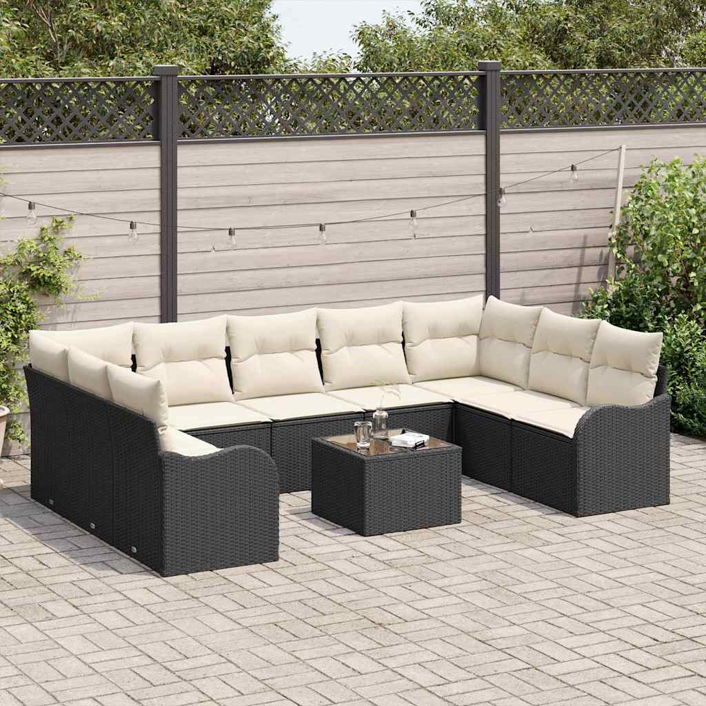 vidaXL Zestaw Sof na Ogród 10 pcs Czarny polirattan