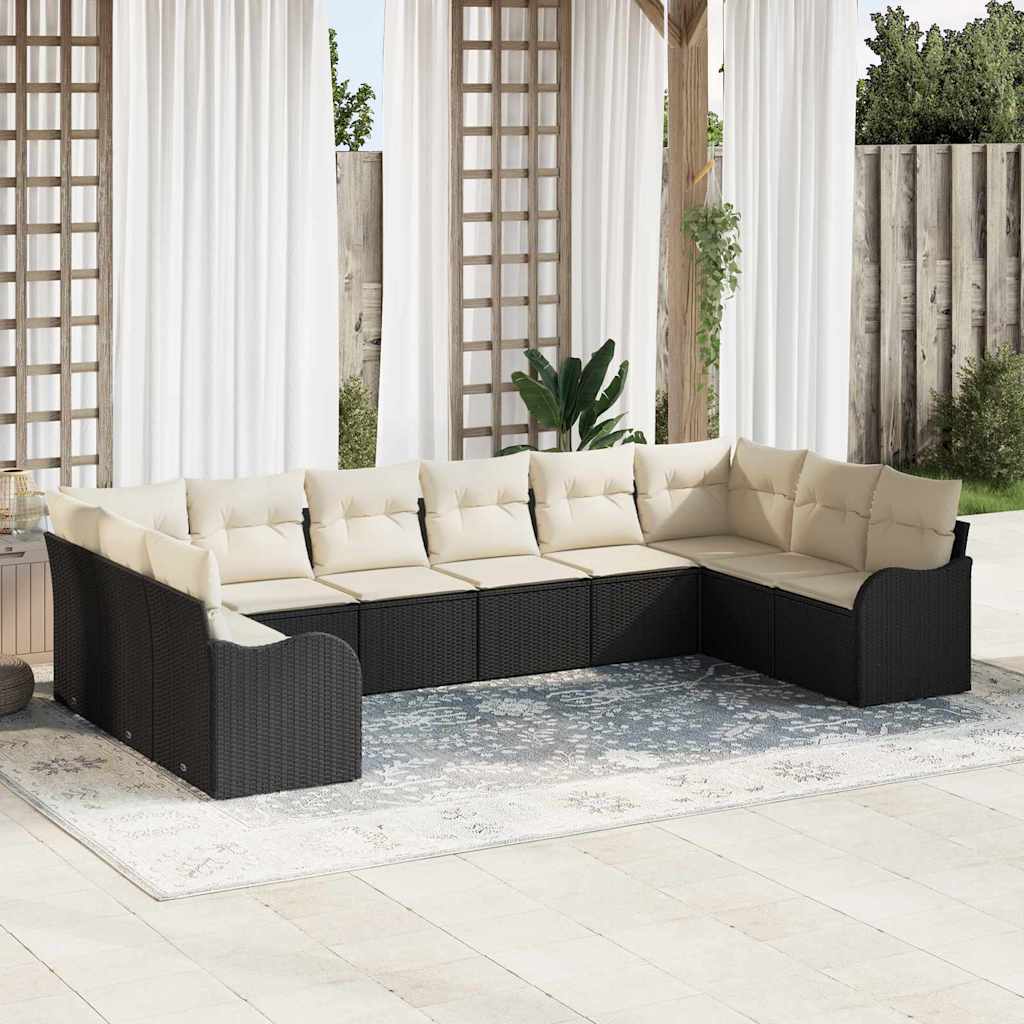 vidaXL Zestaw Sof na Ogród Czarny 344 x 177,5 x 85 cm polirattan