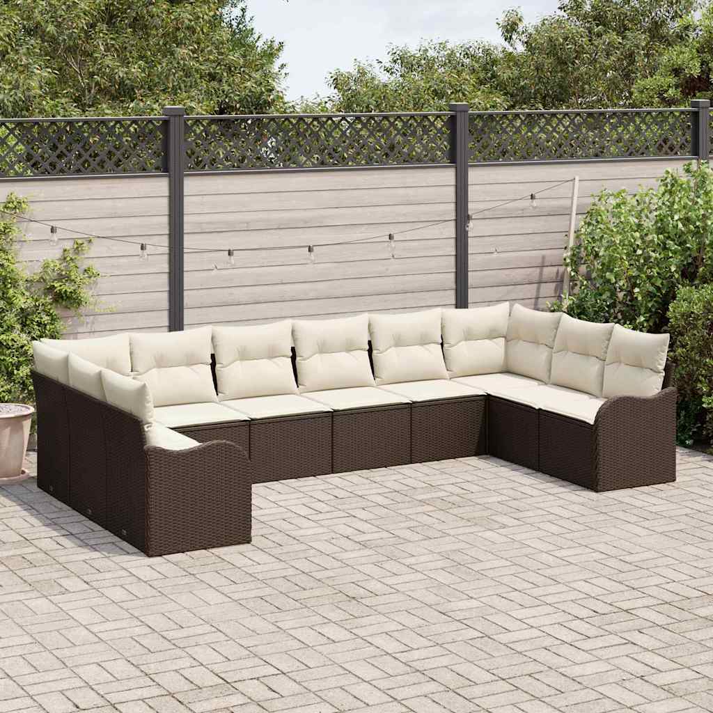 vidaXL Zestaw Sof na Ogród Brązowy 344 x 177,5 x 85 cm polirattan