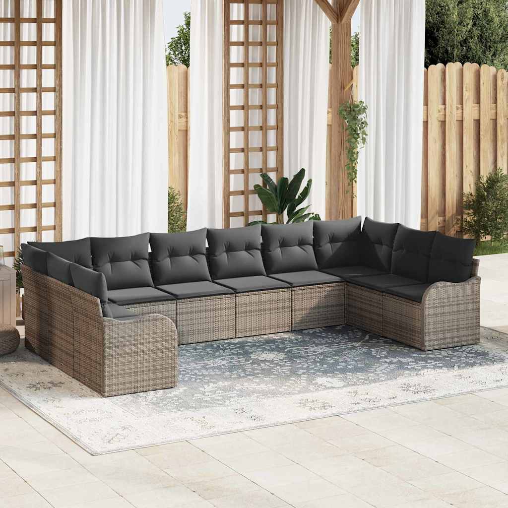 vidaXL Zestaw Sof na Ogród Szary 344 x 177,5 x 85 cm polirattan