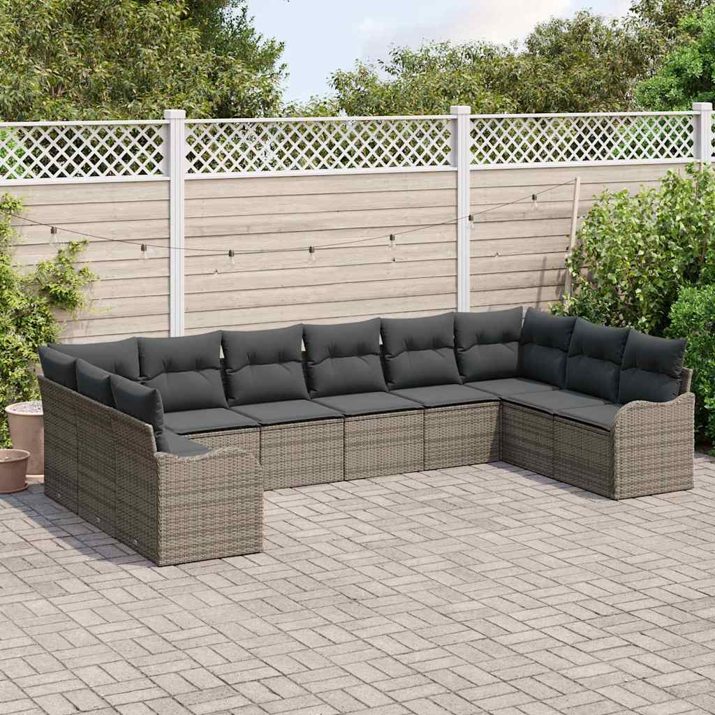vidaXL Zestaw Sof na Ogród Szary 344 x 177,5 x 85 cm polirattan