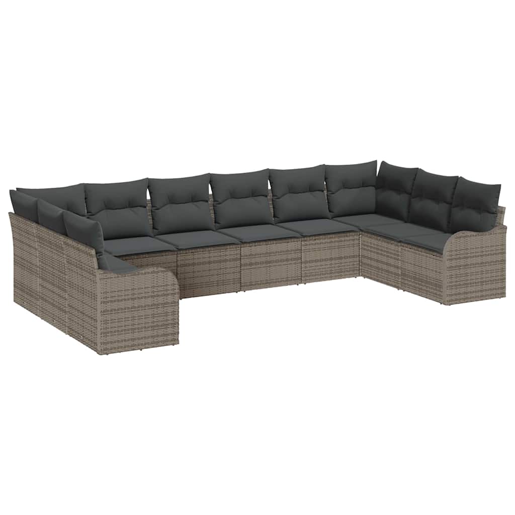 vidaXL Zestaw Sof na Ogród Szary 344 x 177,5 x 85 cm polirattan