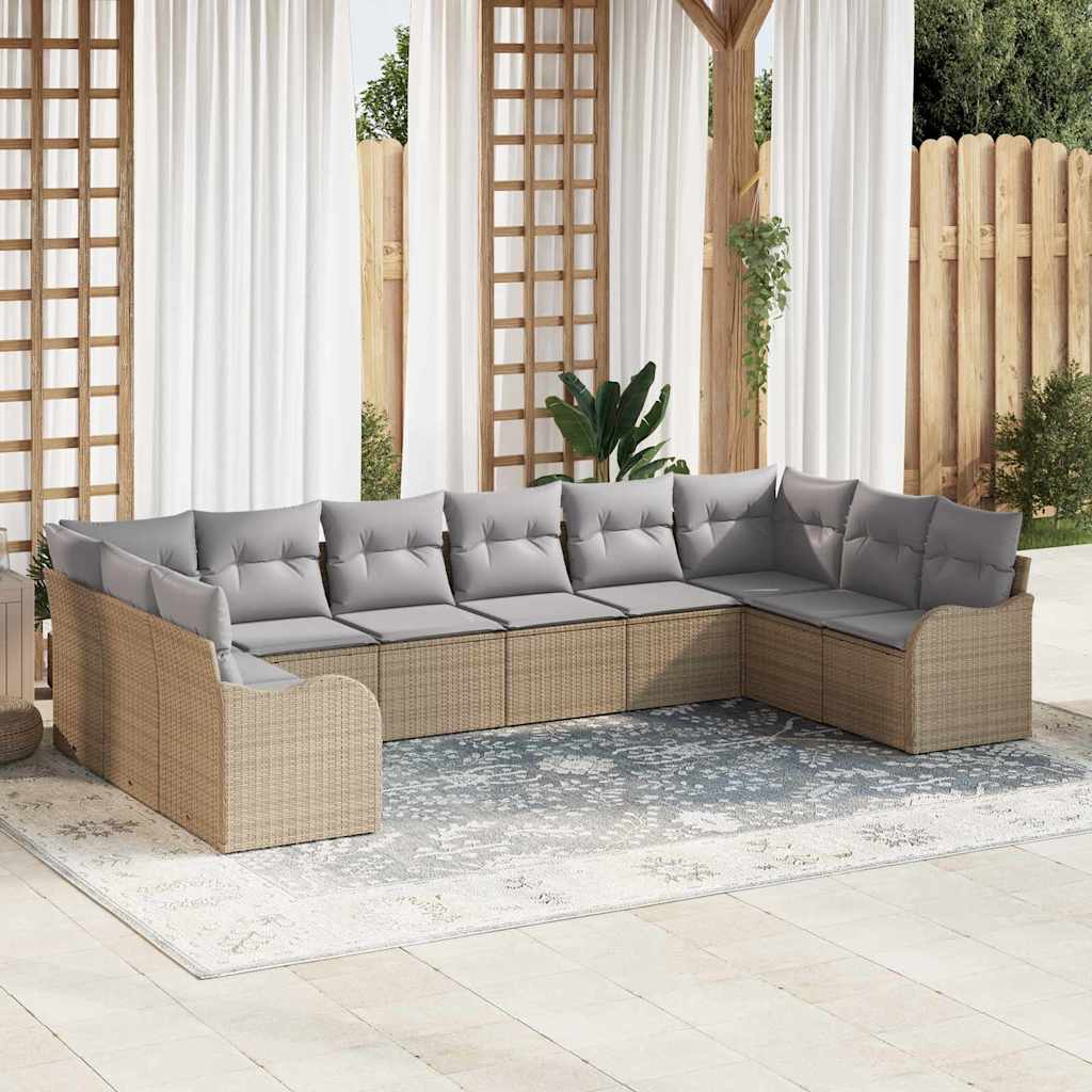 vidaXL Zestaw Sof na Ogród Beżowy 344 x 177,5 x 85 cm polirattan