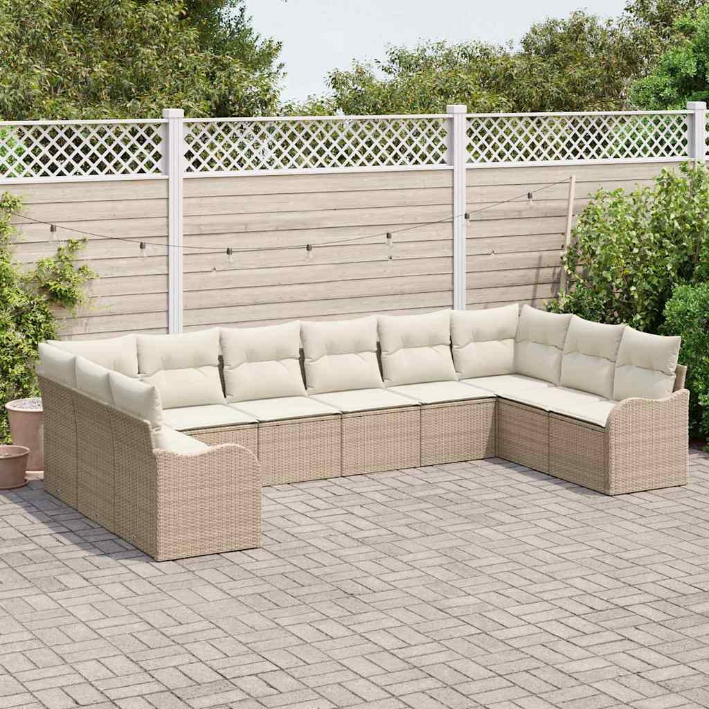 vidaXL Zestaw Sof na Ogród Beżowy 344 x 177,5 x 85 cm polirattan