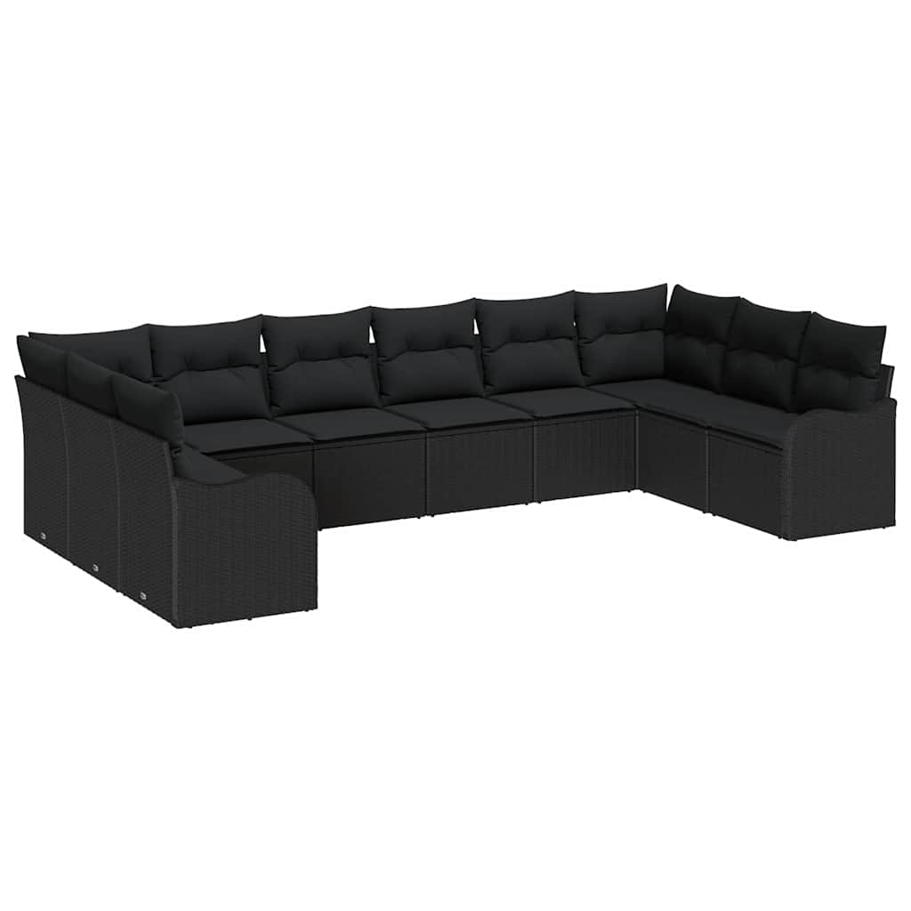 vidaXL Zestaw Sof na Ogród 10 pcs Czarny polirattan