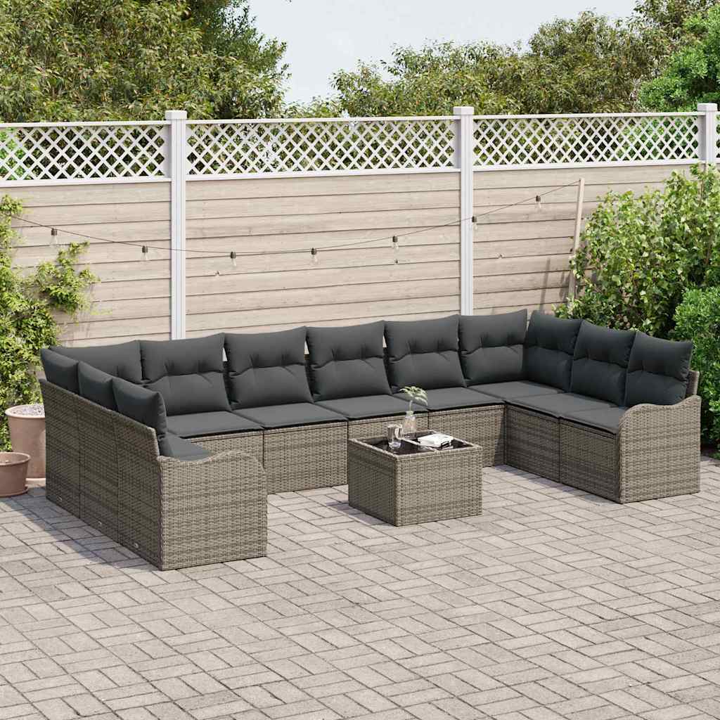 vidaXL Zestaw Sof na Ogród Szary 55 x 55 x 37 cm polirattan
