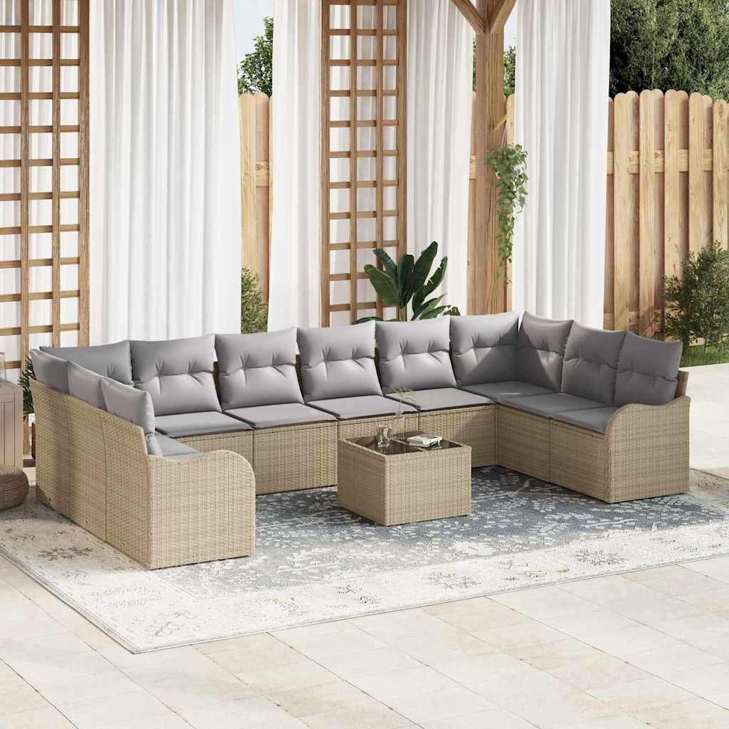 vidaXL Zestaw Sof na Ogród Beżowy 55 x 55 x 37 cm polirattan