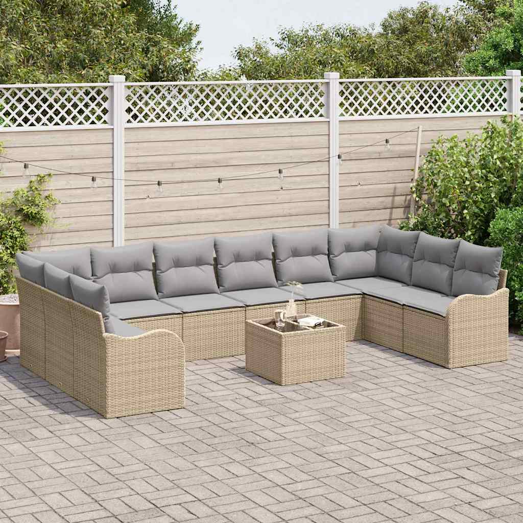 vidaXL Zestaw Sof na Ogród Beżowy 55 x 55 x 37 cm polirattan