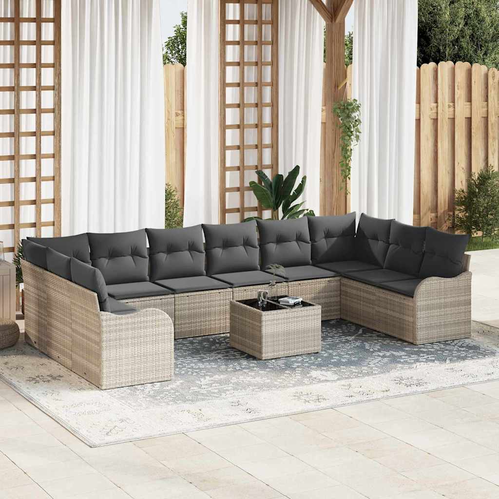 vidaXL Zestaw Sof na Ogród Jasnoszary 55 x 55 x 37 cm polirattan