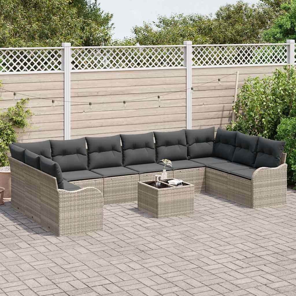 vidaXL Zestaw Sof na Ogród Jasnoszary 55 x 55 x 37 cm polirattan