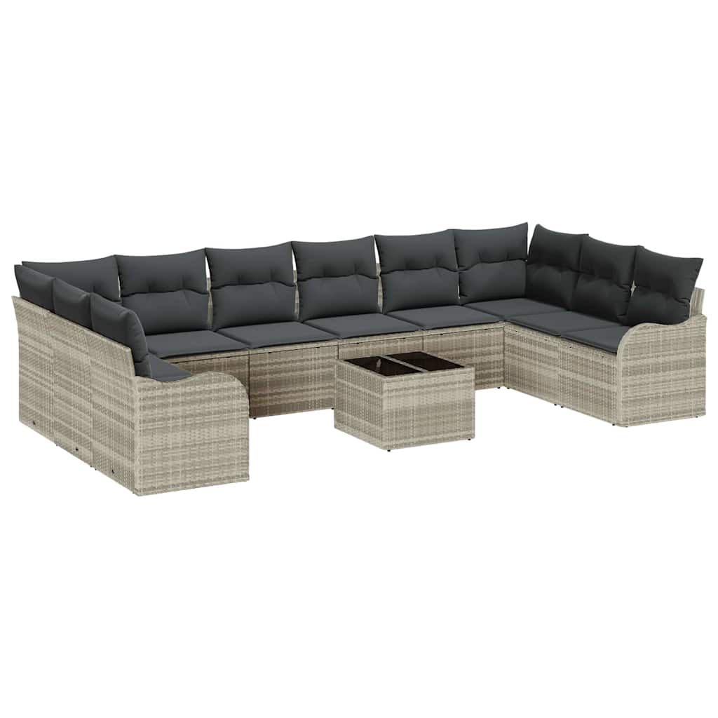 vidaXL Zestaw Sof na Ogród Jasnoszary 55 x 55 x 37 cm polirattan