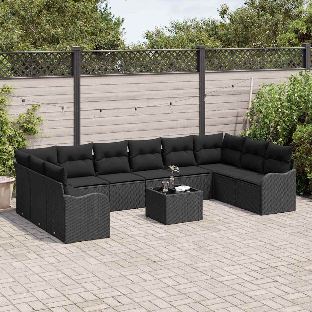 vidaXL Zestaw Sof na Ogród Czarny 55 x 55 x 37 cm polirattan