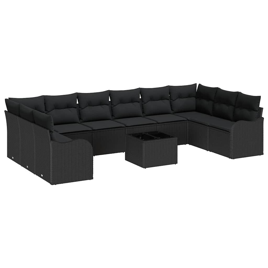 vidaXL Zestaw Sof na Ogród Czarny 55 x 55 x 37 cm polirattan