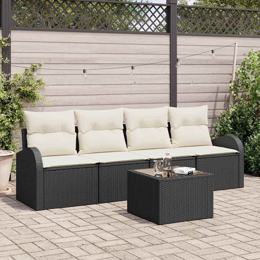 vidaXL Zestaw Sof na Ogród Czarny 55 x 55 x 37 cm polirattan