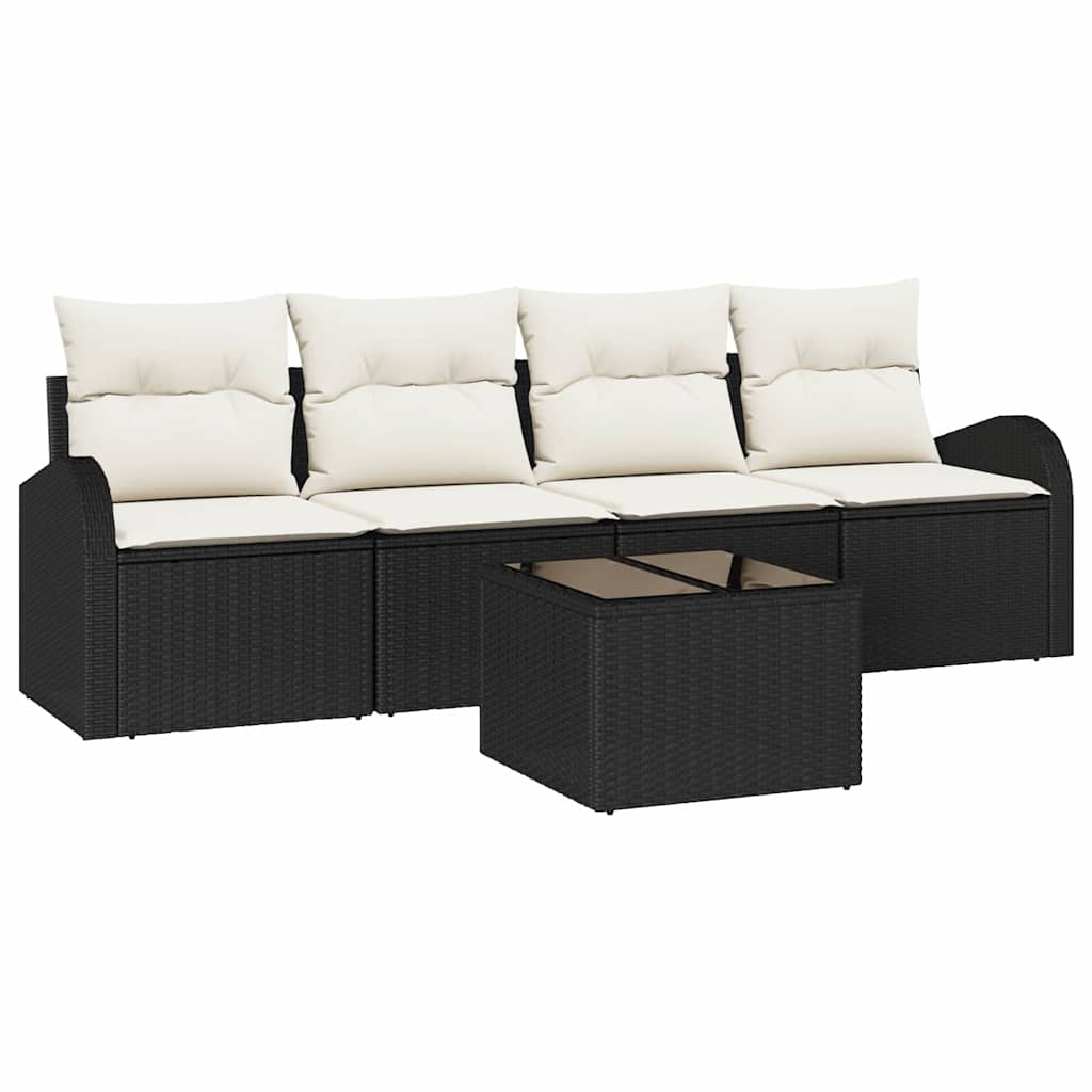 vidaXL Zestaw Sof na Ogród Czarny 55 x 55 x 37 cm polirattan