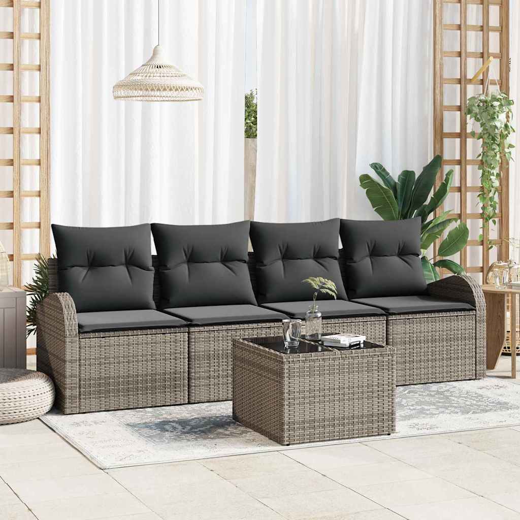 vidaXL Zestaw Sof na Ogród Szary 55 x 55 x 37 cm polirattan