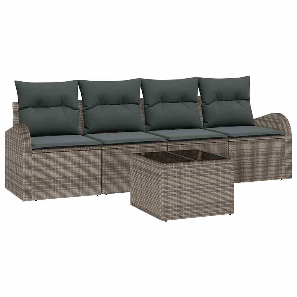 vidaXL Zestaw Sof na Ogród Szary 55 x 55 x 37 cm polirattan