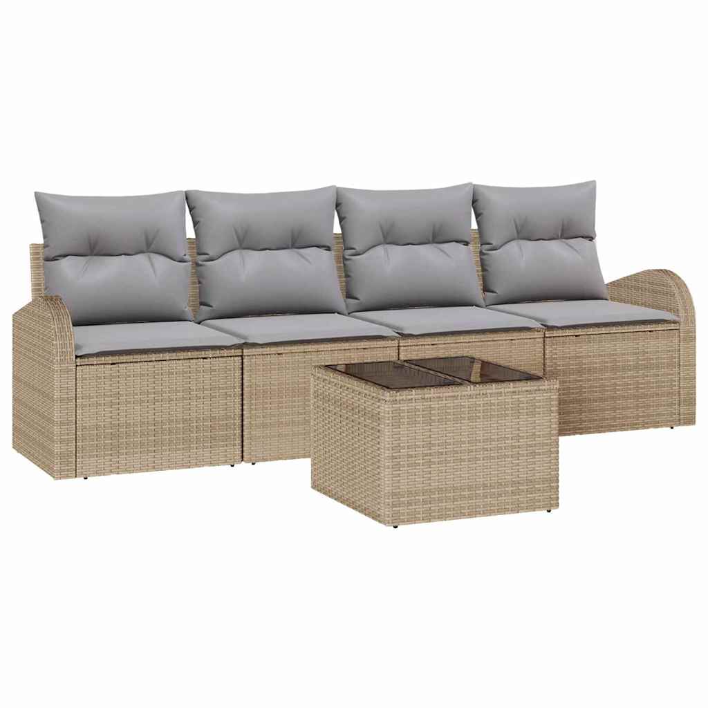 vidaXL Zestaw Sof na Ogród Beżowy 55 x 55 x 37 cm polirattan