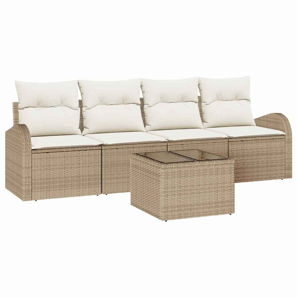vidaXL Zestaw Sof na Ogród Beżowy 55 x 55 x 37 cm polirattan