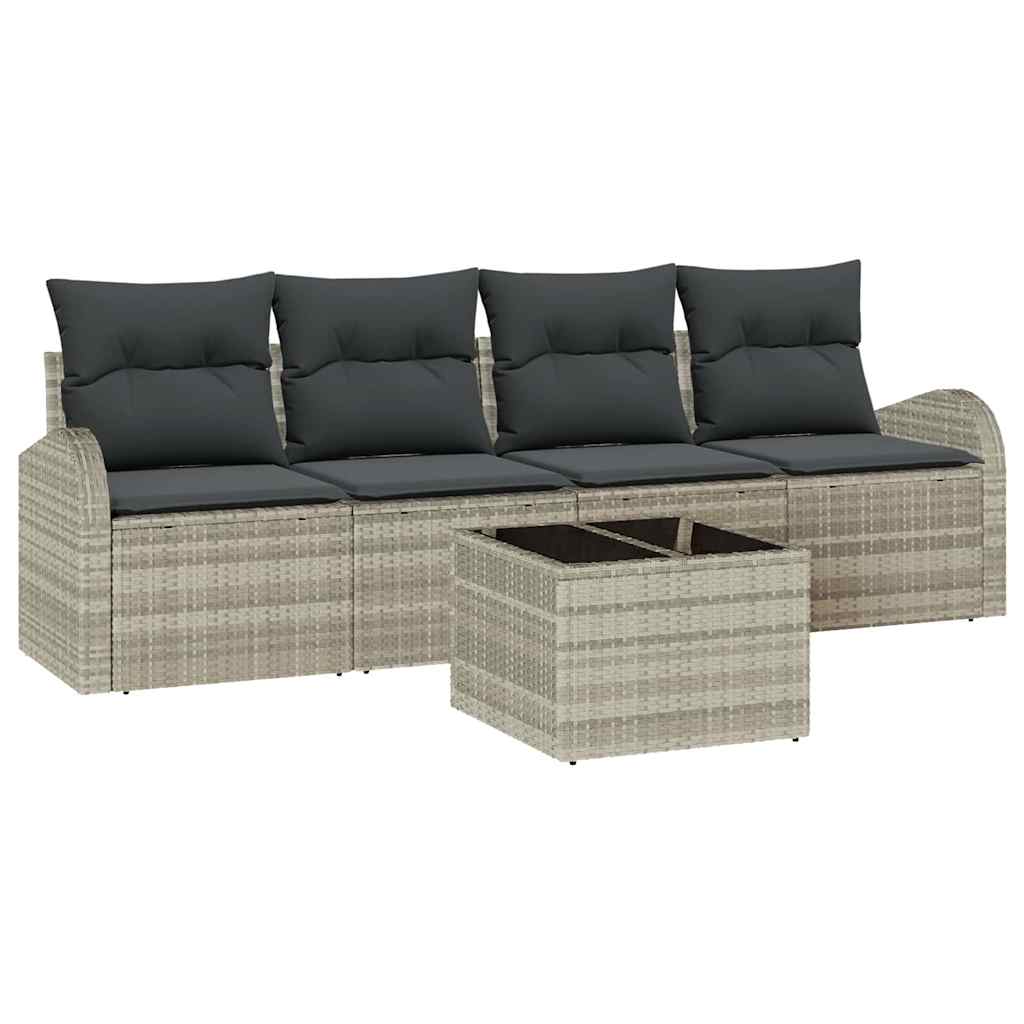 vidaXL Zestaw Sof na Ogród Jasnoszary 55 x 55 x 37 cm polirattan