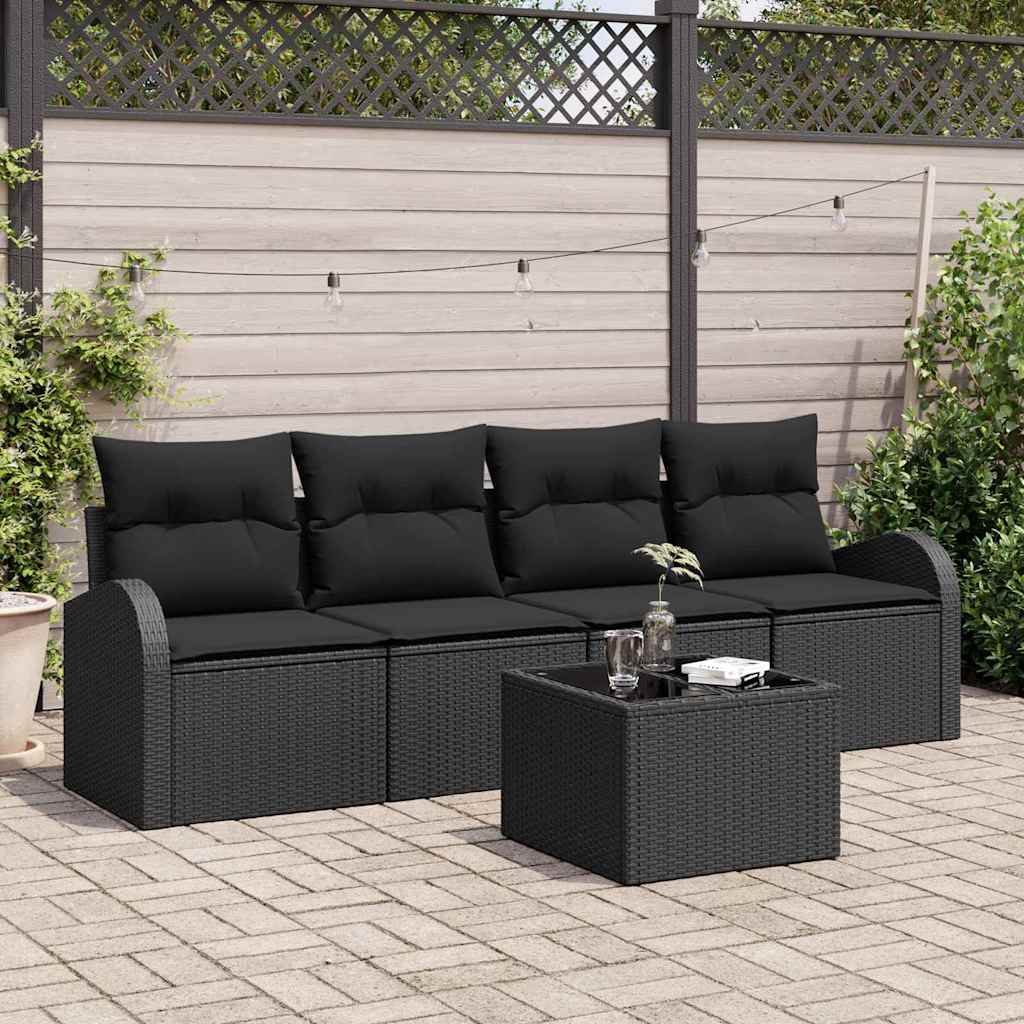 vidaXL Zestaw Sof na Ogród Czarny 55 x 55 x 37 cm polirattan