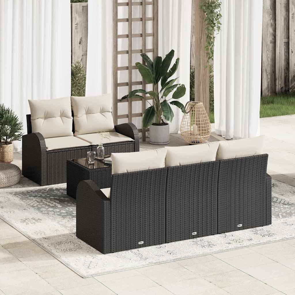 vidaXL Zestaw Sof na Ogród Czarny 55 x 55 x 37 cm polirattan
