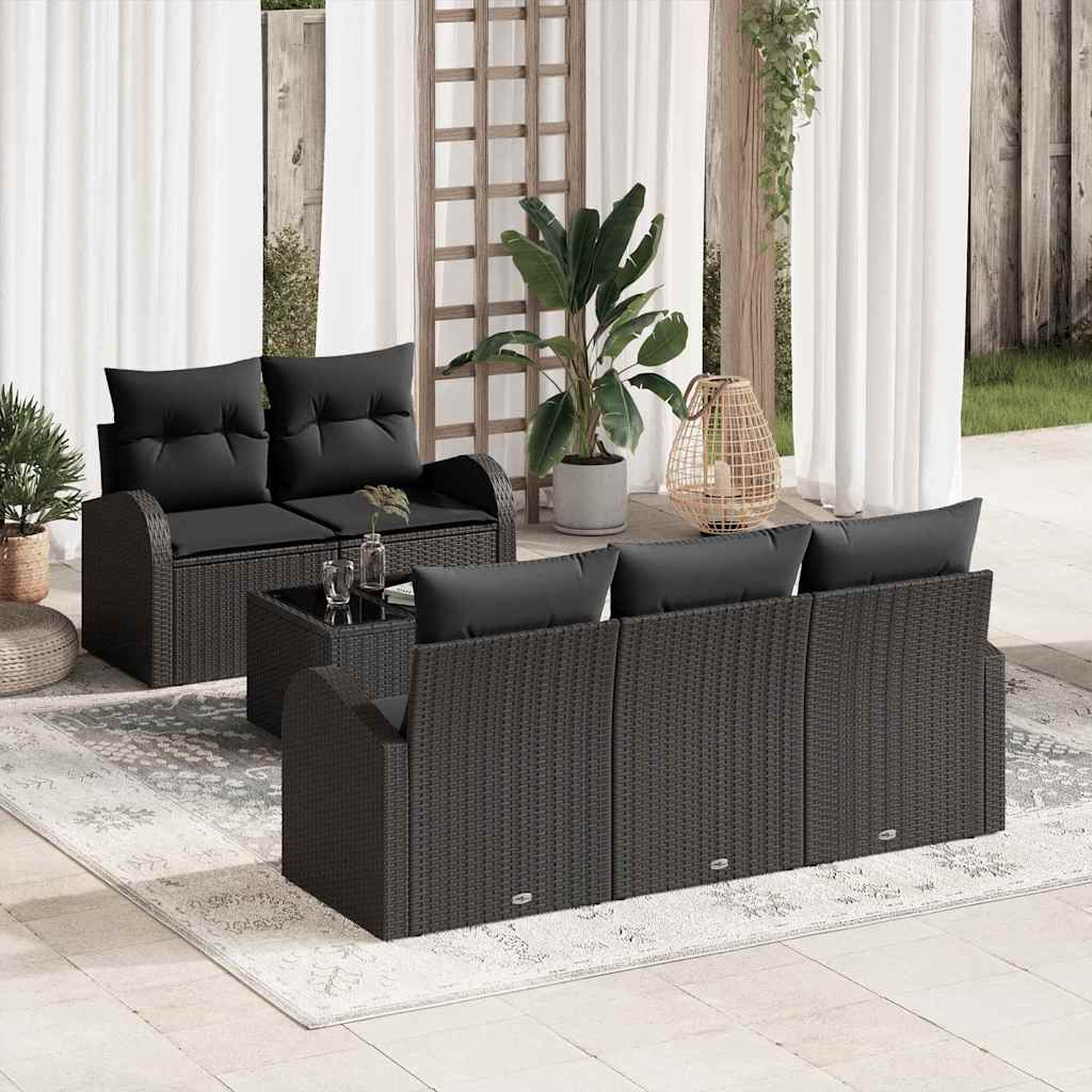 vidaXL Zestaw Sof na Ogród Czarny 55 x 55 x 37 cm polirattan