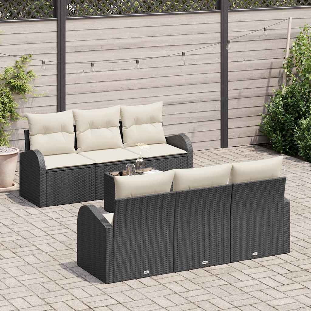 vidaXL Zestaw Sof na Ogród Czarny 55 x 55 x 37 cm polirattan