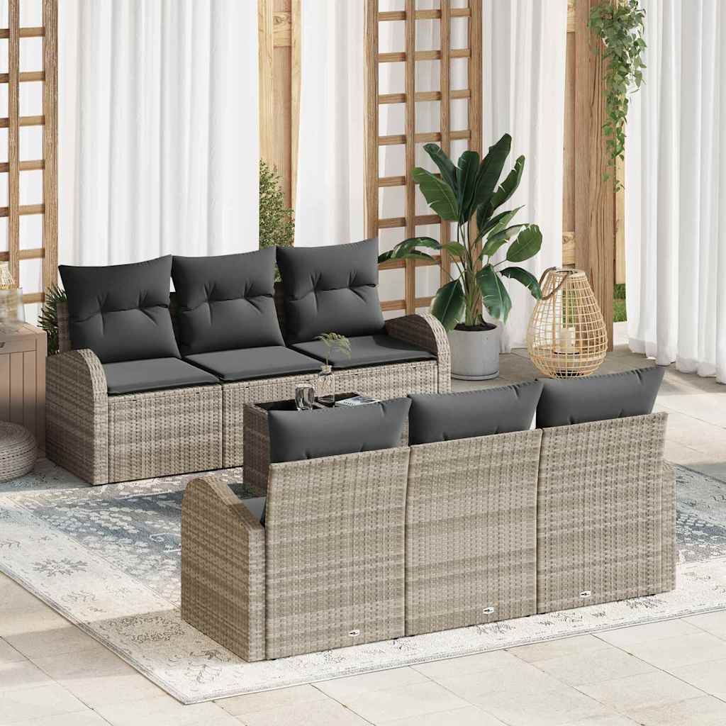 vidaXL Zestaw Sof na Ogród Jasnoszary 55 x 55 x 37 cm polirattan