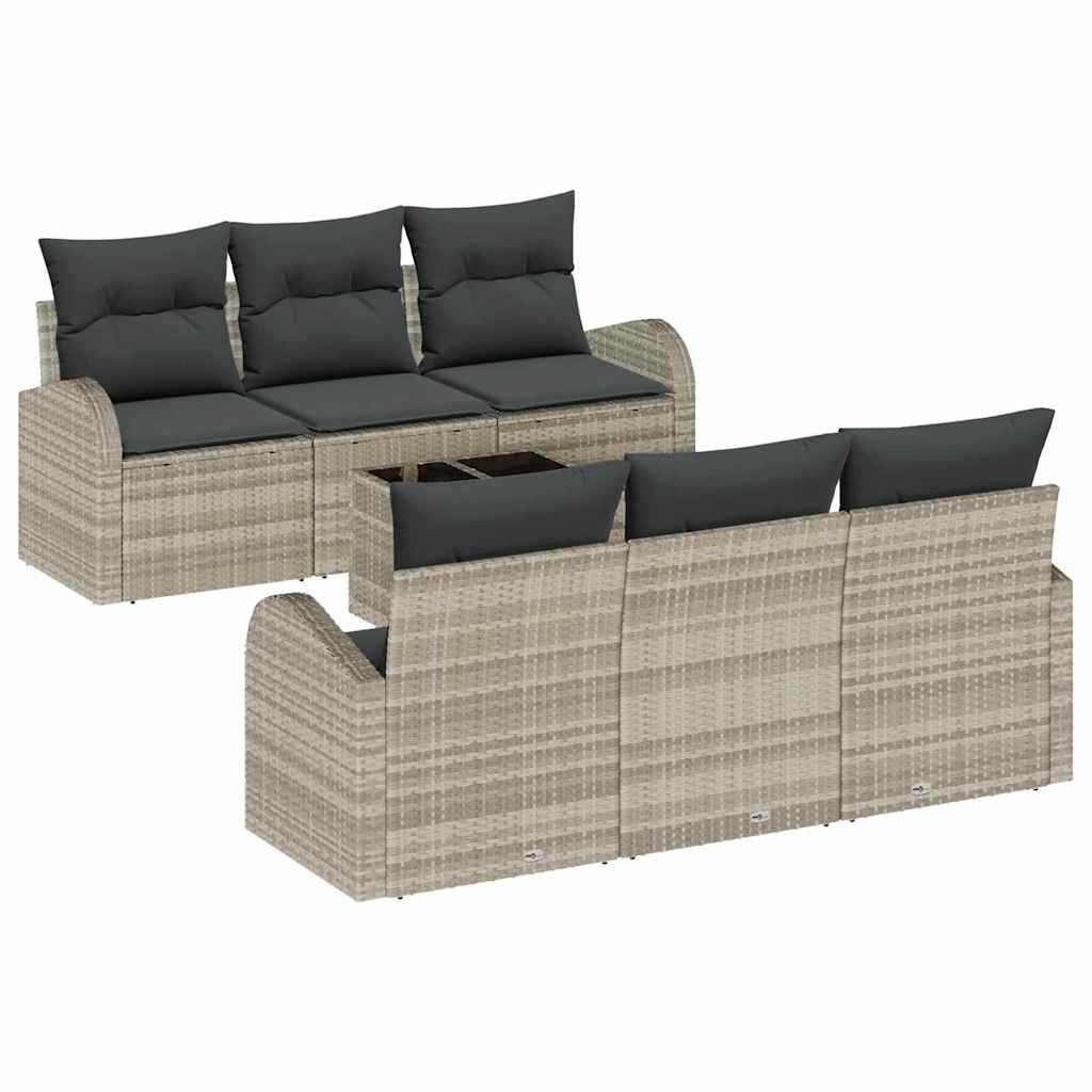 vidaXL Zestaw Sof na Ogród Jasnoszary 55 x 55 x 37 cm polirattan