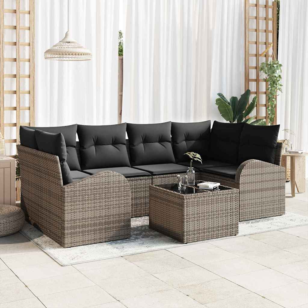 vidaXL Zestaw Sof na Ogród Szary 55 x 55 x 37 cm polirattan