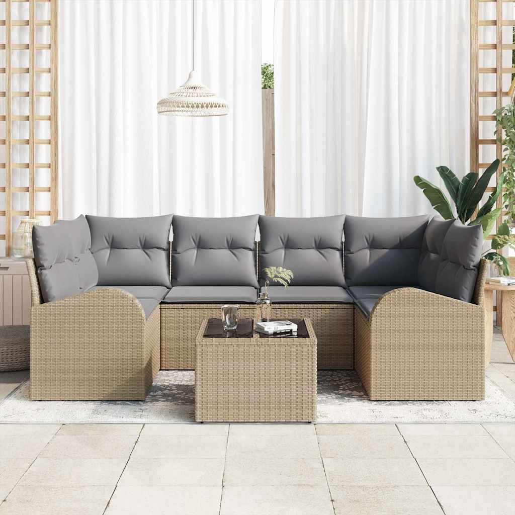 vidaXL Zestaw Sof na Ogród Beżowy 55 x 55 x 37 cm polirattan