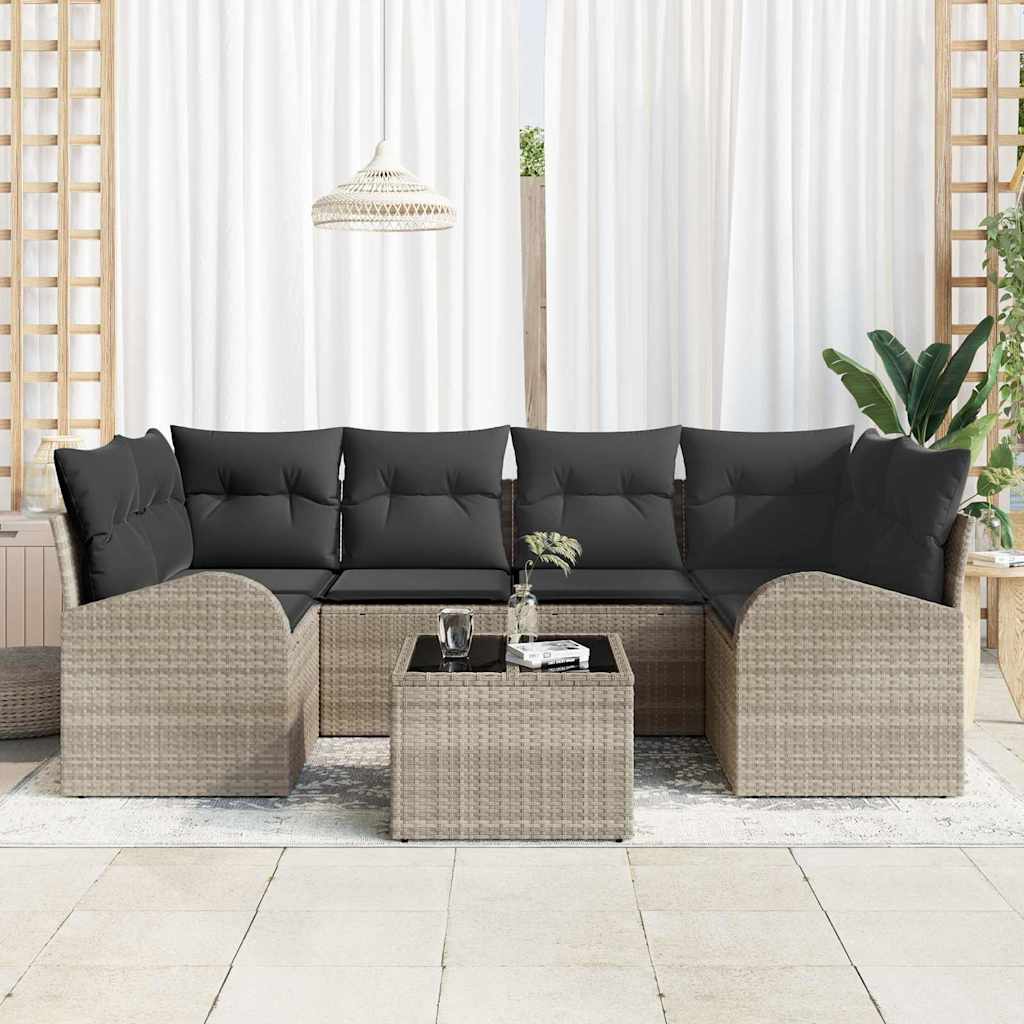 vidaXL Zestaw Sof na Ogród Jasnoszary 55 x 55 x 37 cm polirattan