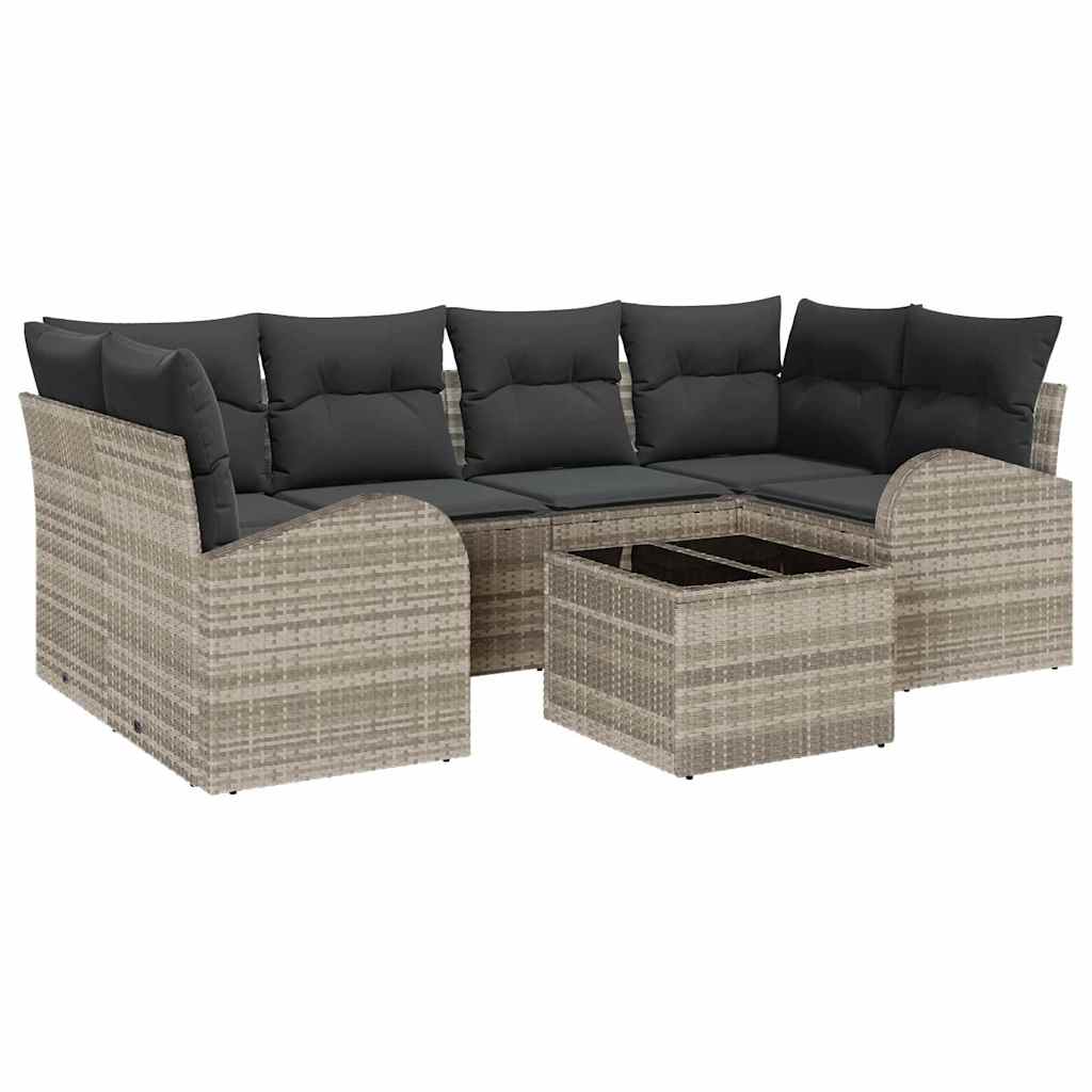 vidaXL Zestaw Sof na Ogród Jasnoszary 55 x 55 x 37 cm polirattan