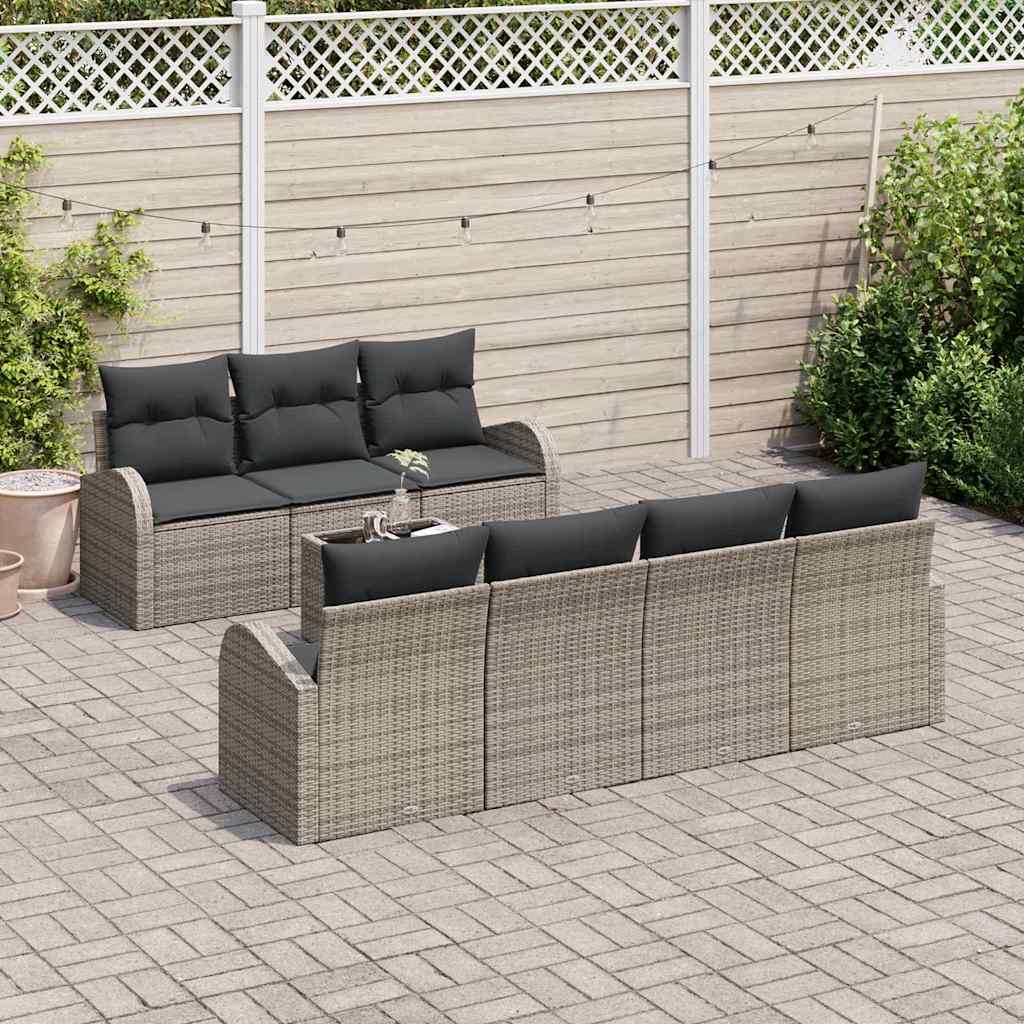 vidaXL Zestaw Sof na Ogród Szary 55 x 55 x 37 cm polirattan